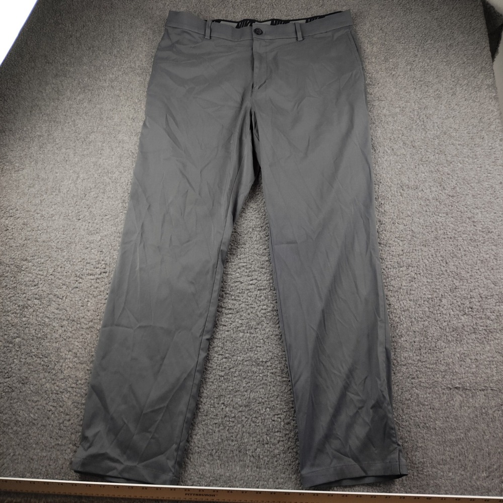 Nike Pants Mens 38x32 Dri-FIT Standard Fit Grey Golf Chino Stretch Waist EUC